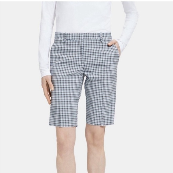 NEW‎ Theory Treeca Slim Short in Viscose Check Size 8 reg $275 - Picture 1 of 8